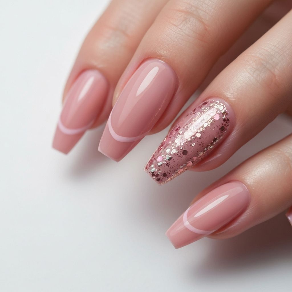 Nude glitter nails